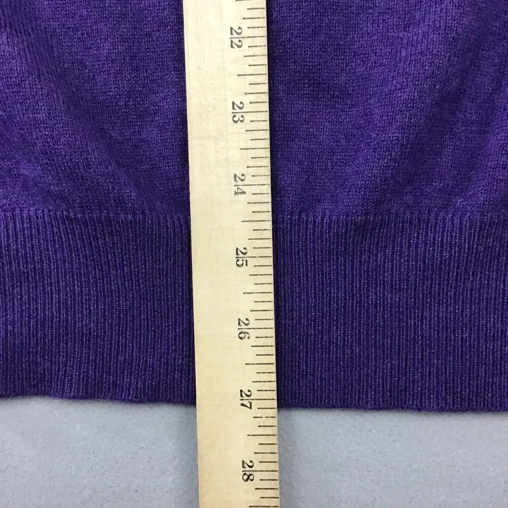 Polo Ralph Lauren Sweater Men Large PurpleSolid V-Neck Pullover Knit Pony Wool